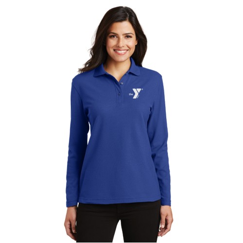 Ladies Silk Touch™ Long Sleeve Polo - EMBROIDERED LOGO