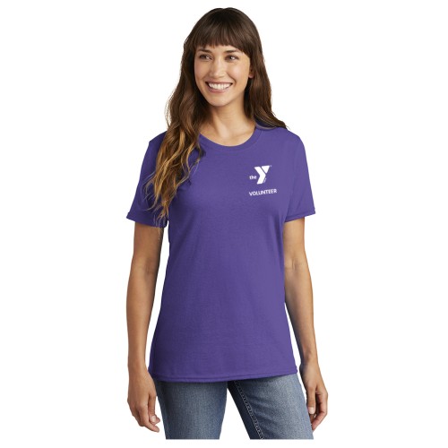 Ladies 100% Cotton Tee - LC YMCA Volunteer Logo