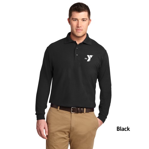 Mens Tall Size Silk Touch™ Long Sleeve Polo  - EMBROIDERED LOGO