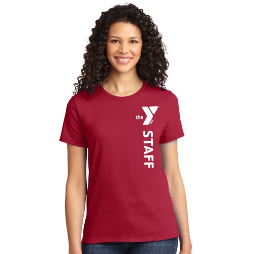 Ladies Heavy Weight 6.1oz 100% Cotton Tee - Vertical Staff Logo
