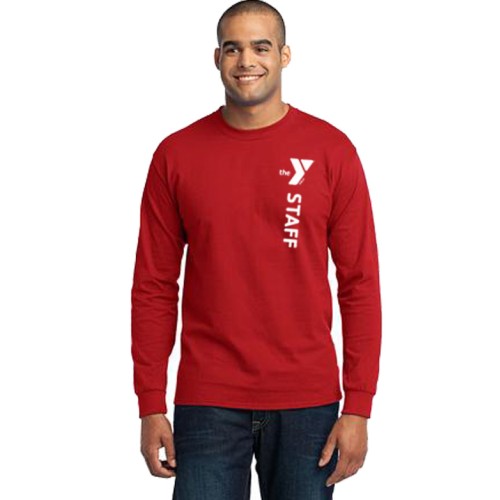 Adult 5.5oz 50/50 Long Sleeve Cotton Tee  - Vertical Staff Logo