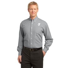 Mens Plaid Pattern Easy Care Shirt - Embroidered