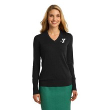 Ladie's V-Neck Sweater - Embroidered YMCA Logo