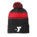 Stripe Pom Pom Beanie w/ Embroidered YMCA Logo