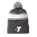 Stripe Pom Pom Beanie w/ Embroidered YMCA Logo