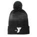 Stripe Pom Pom Beanie w/ Embroidered YMCA Logo