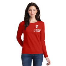 Ladies Long Sleeve 100% Cotton Tee - Front/Back- Dance Staff  