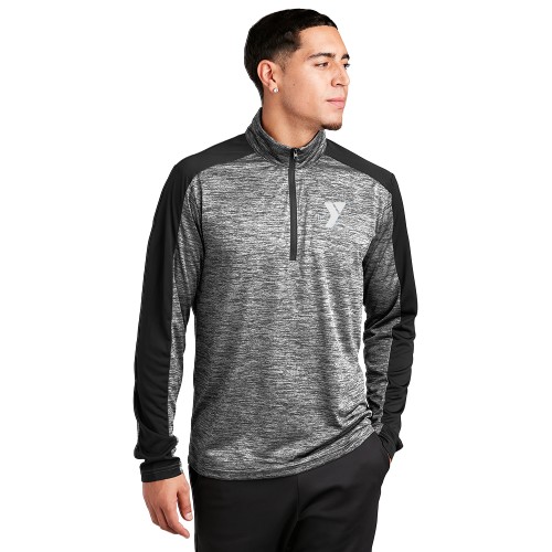 Mens PosiCharge® Electric Heather Colorblock 1/4-Zip Pullover - Screen Printed