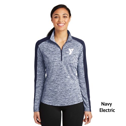 Ladies PosiCharge® Electric Heather Colorblock 1/4-Zip Pullover - Embroidered Left Chest