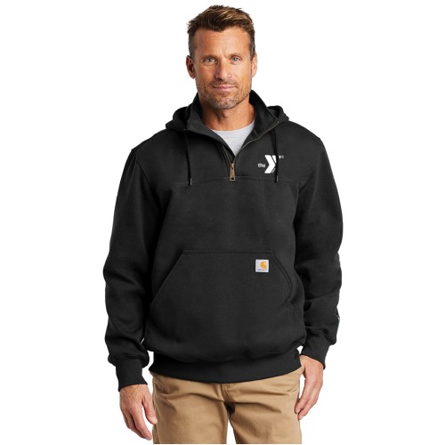 Men's Carhartt ® Rain Defender ® Paxton Heavyweight Hooded Zip Mock Sweatshirt - Embroidered Y Logo
