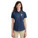 Ladies Short Sleeve Denim Shirt- Embroidered