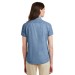Ladies Short Sleeve Denim Shirt- Embroidered