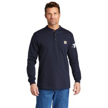 Adult Carhartt ® Long Sleeve Henley T-Shirt - Screen Printed w/ Y Logo on Sleeve