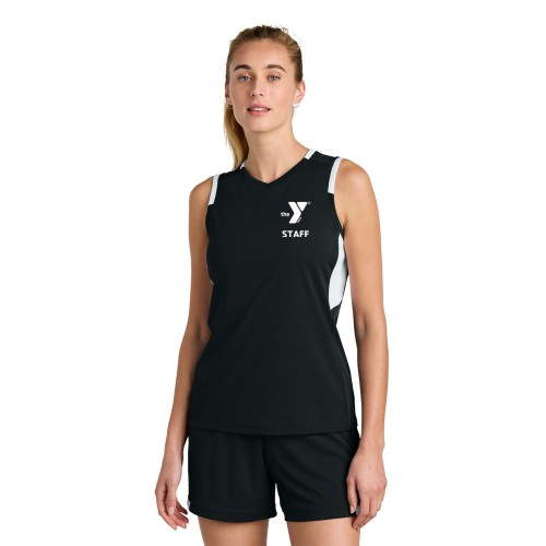 Women's Sleeveless Colorblock V-Neck - Screen Print 