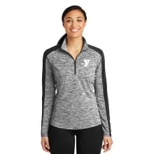 Ladies PosiCharge® Electric Heather Colorblock 1/4-Zip Pullover - Screen Printed
