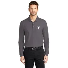 Mens Core Classic Long Sleeve Pique Polo - Screen Print