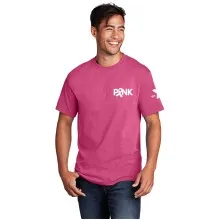 Adult 5.4oz 100% Cotton Tee - PINK Ribbon Print w/ Y Logo  
