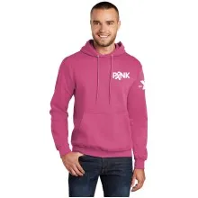 Adult Hooded Sweat Shirt- PINK Ribbon Print w/ Y Logo Sleeve