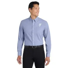 Mens Tall Size Crosshatch Easy Care Shirt - Embroidered Y Logo