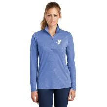 Ladies Tri-Blend Wicking 1/4-Zip Pullover - Screen Printed w/ Left Chest Y Logo